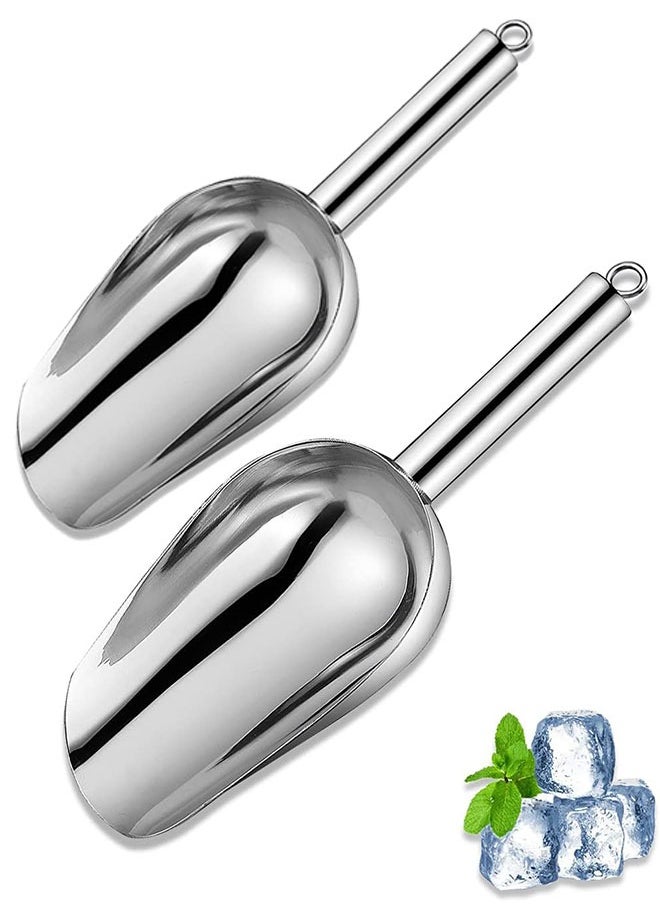 Mmmon Metal lce Scoop 6 Oz,Kitchen lce Scooper forIce Maker, Small Food Scoops for Bar PartyWedding Pet Dog Food,Stainless Steel Silver  - Image 1