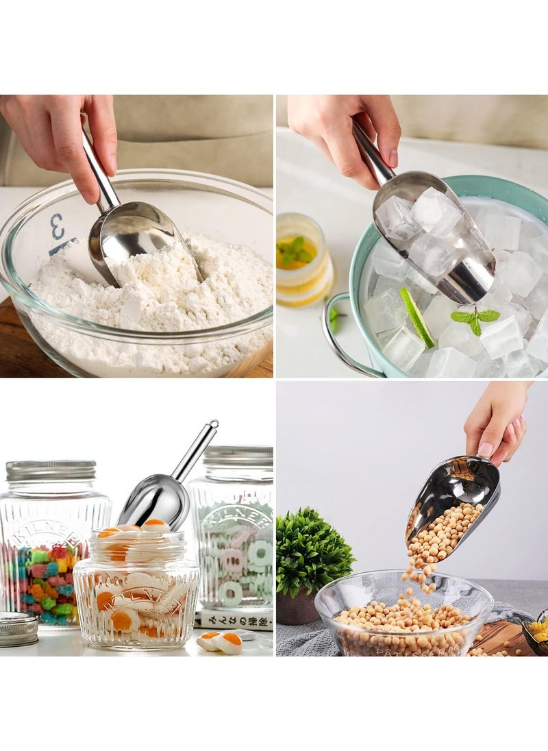 Mmmon Metal lce Scoop 6 Oz,Kitchen lce Scooper forIce Maker, Small Food Scoops for Bar PartyWedding Pet Dog Food,Stainless Steel Silver  - Image 5