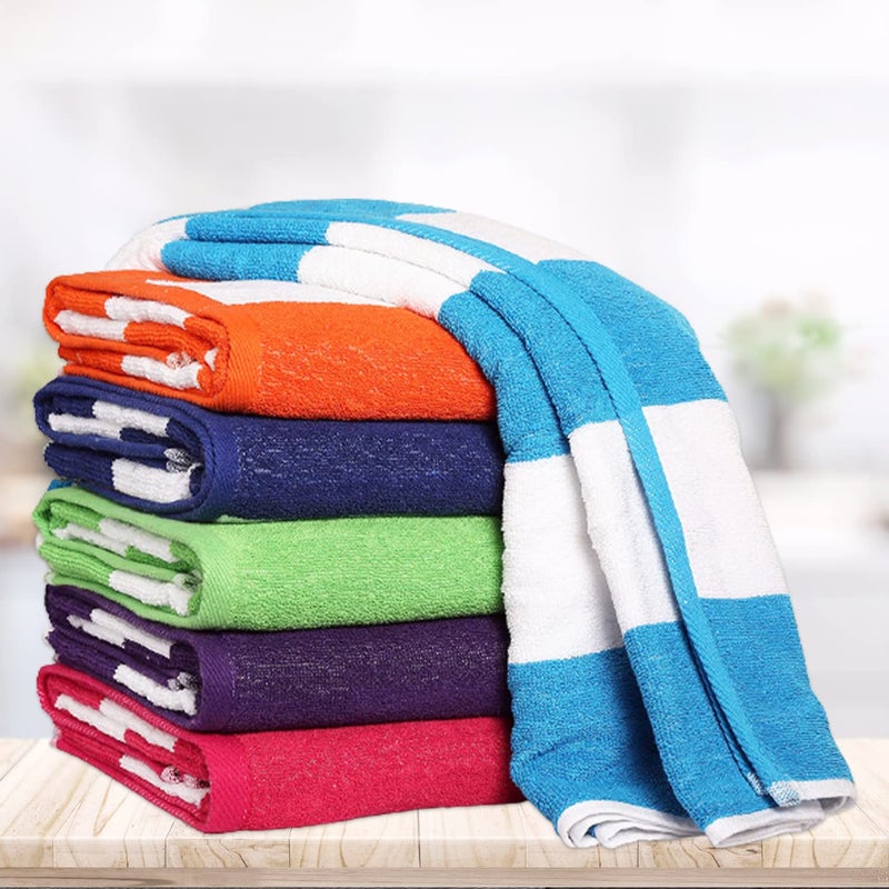 BolBom*S Bath Towel Set 6 Pack,30 x 60 Inches Large 100% Cotton Cabana Stripe Bath Towel Soft,Absorbent and Quick Dry Towels for Bathroom,Pool, Beach, Swim and Yoga,Bathroom Towels for Daily Use - Image 5