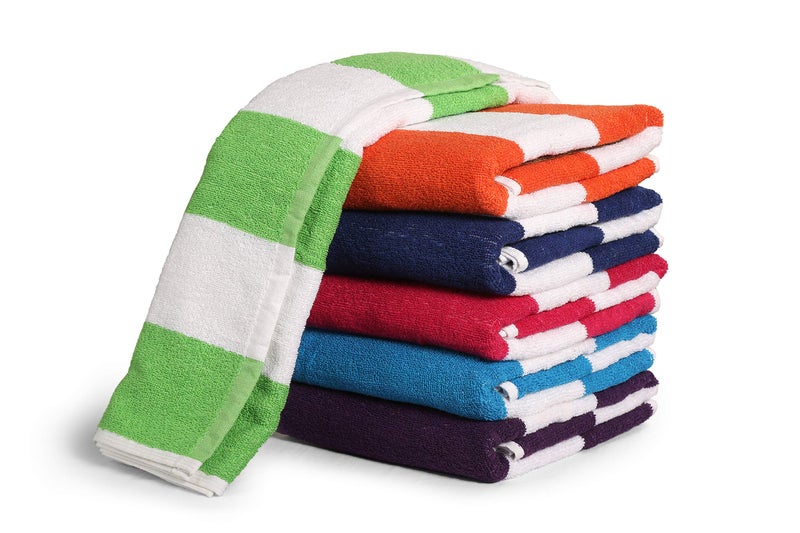 BolBom*S Bath Towel Set 6 Pack,30 x 60 Inches Large 100% Cotton Cabana Stripe Bath Towel Soft,Absorbent and Quick Dry Towels for Bathroom,Pool, Beach, Swim and Yoga,Bathroom Towels for Daily Use - Image 2