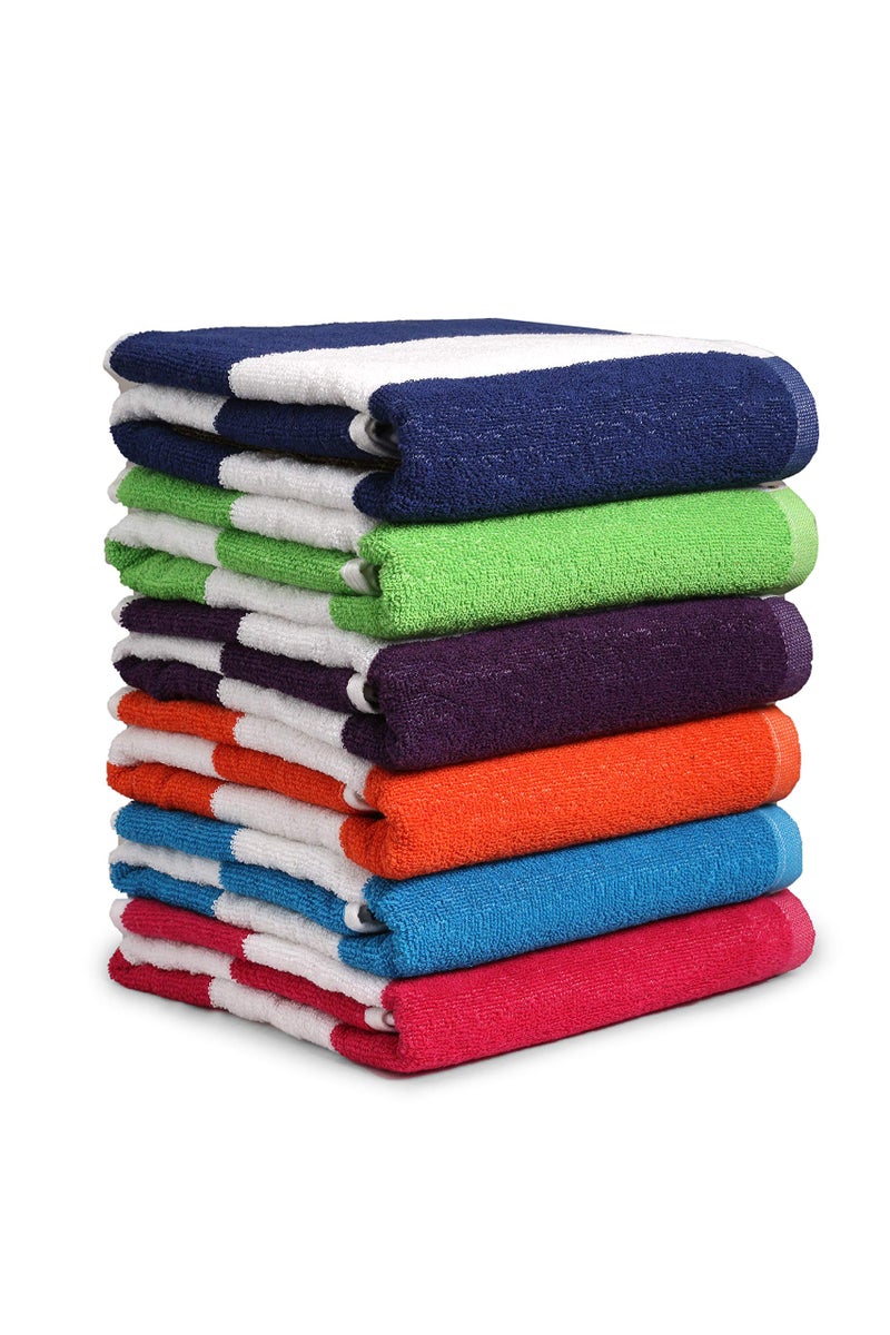 BolBom*S Bath Towel Set 6 Pack,30 x 60 Inches Large 100% Cotton Cabana Stripe Bath Towel Soft,Absorbent and Quick Dry Towels for Bathroom,Pool, Beach, Swim and Yoga,Bathroom Towels for Daily Use - Image 3