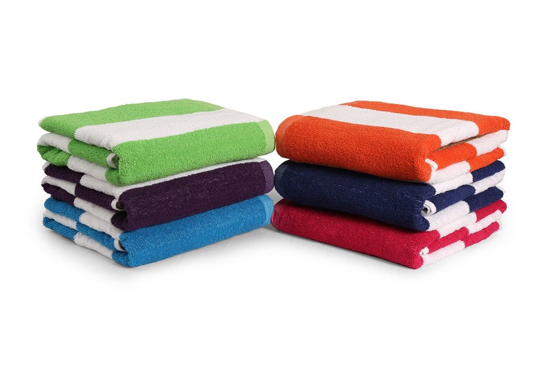 BolBom*S Bath Towel Set 6 Pack,30 x 60 Inches Large 100% Cotton Cabana Stripe Bath Towel Soft,Absorbent and Quick Dry Towels for Bathroom,Pool, Beach, Swim and Yoga,Bathroom Towels for Daily Use - Image 1