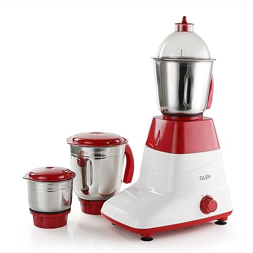 Glen Mixer Grinder 500W with 3 Stainless Steel Liquidiser, Grinder and Chutney Jars - Red (4025LX) 2 Years Warranty - Image 1