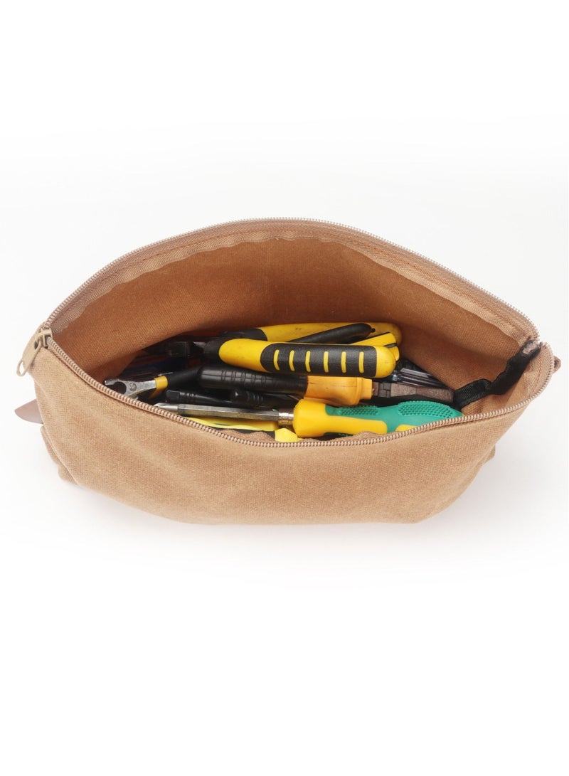 Excefore EXCEFORE 3 Pack Canvas Zipper Pouch, Multipurpose Water Resistant Storage Pouches, Heavy Duty 16OZ Waxed Canvas Mini Zipper Bag Pouch, for Travel DIY Craft School, three sizes - Image 2