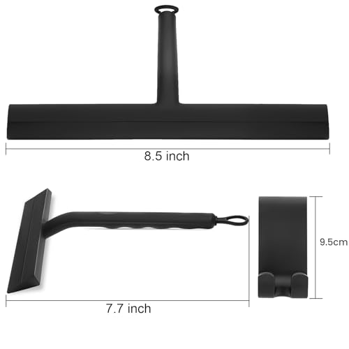 wlich Shower Squeegee for Glass Doors and Bathroom, Stainless Steel with Silicone Blade, Window and Mirror Cleaner with No-Drill Hook, Streak-Free Cleaning Tool - Image 2