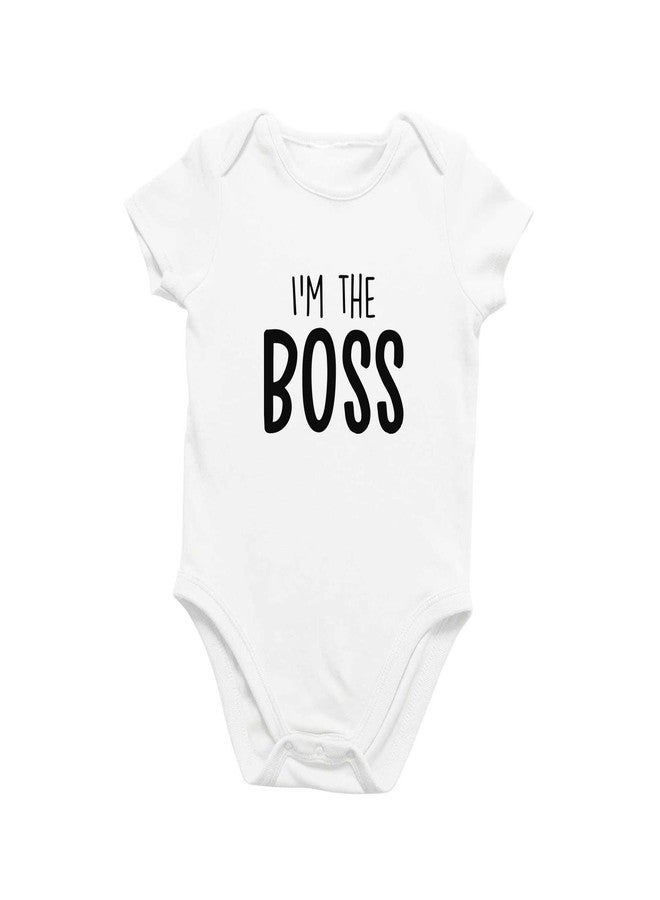 Printique Organic GOTS Certified Baby Onesie Unisex Bodysuit 0-18 months - I'm The Boss | Hand-Made for First-Time Parents (3-6 Months, I'm The Boss) - Image 1