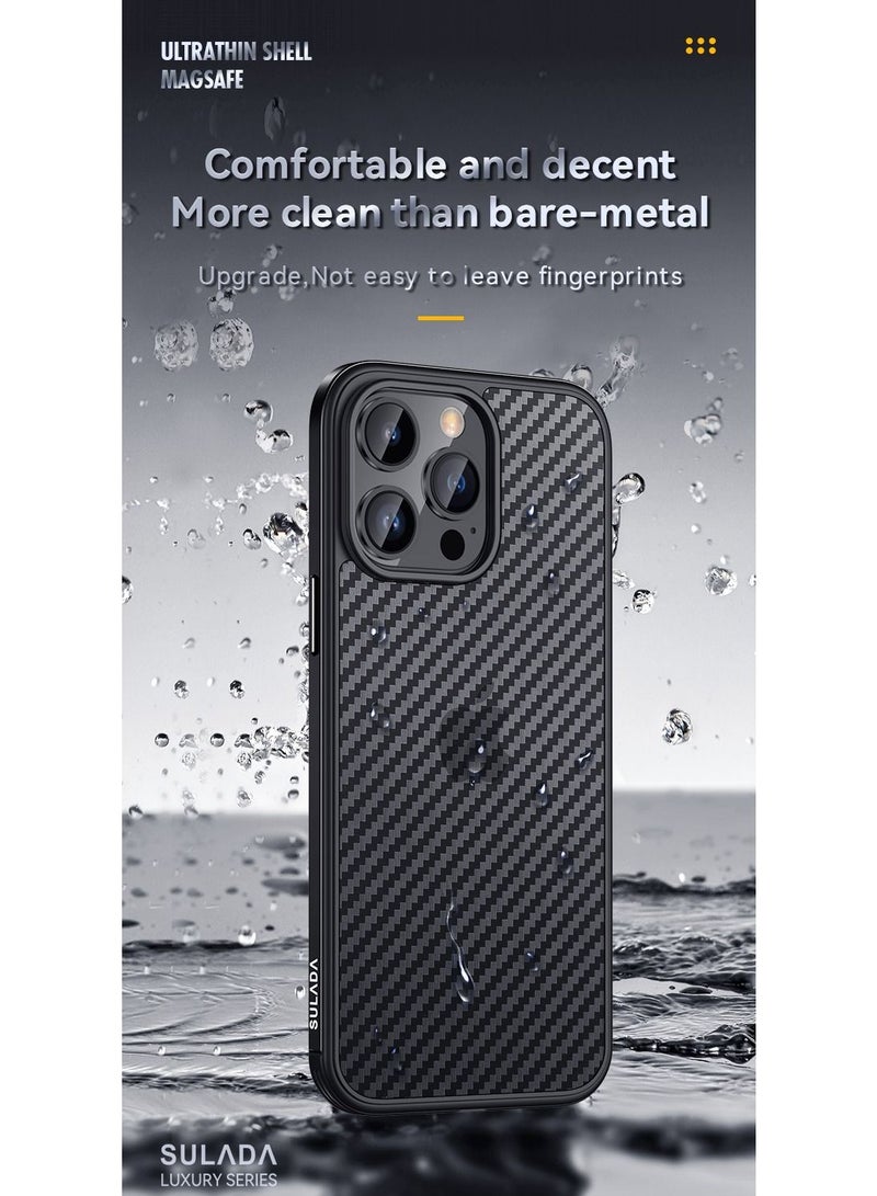 SULADA Case Compatible for iPhone 14 Pro 6.1 inch Ultra-thin and Durable Carbon Fiber Cover Shockproof Fall Proof Black - Image 5