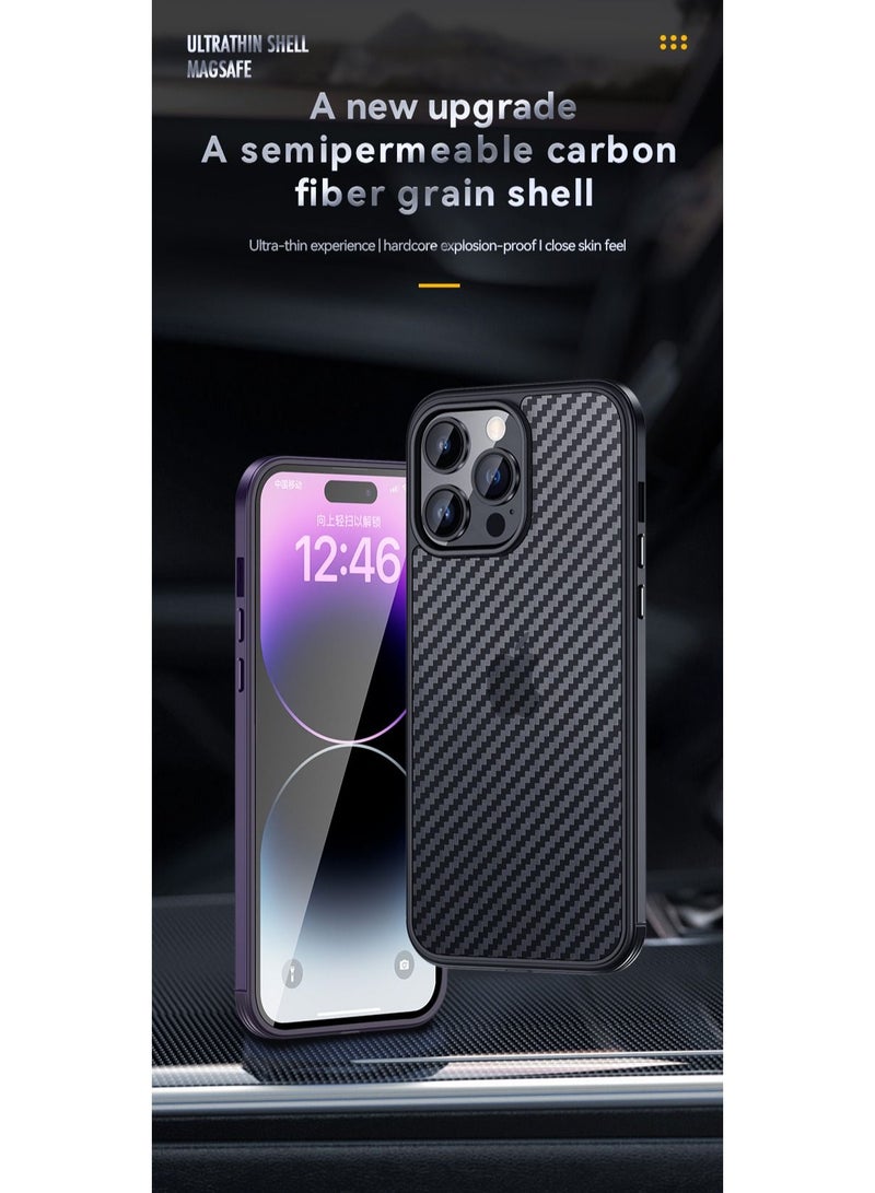 SULADA Case Compatible for iPhone 14 Pro 6.1 inch Ultra-thin and Durable Carbon Fiber Cover Shockproof Fall Proof Black - Image 2