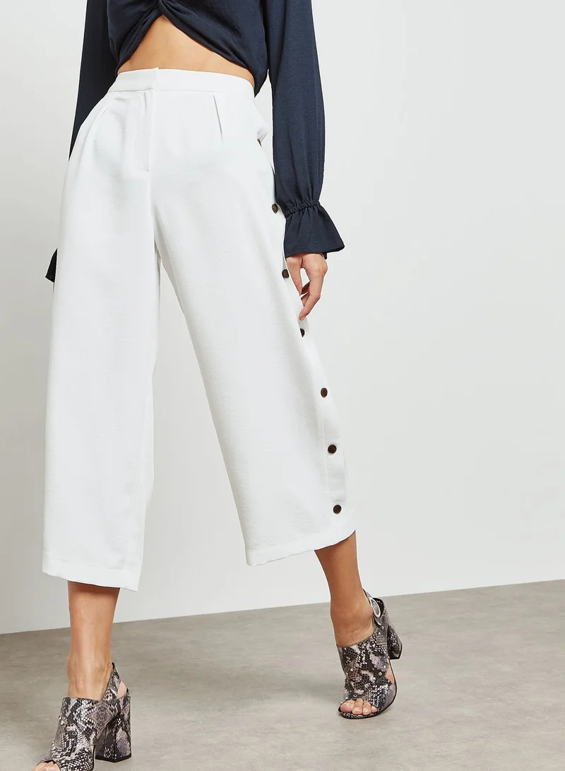 TOPSHOP Button Side Crop Wide Leg Pants
