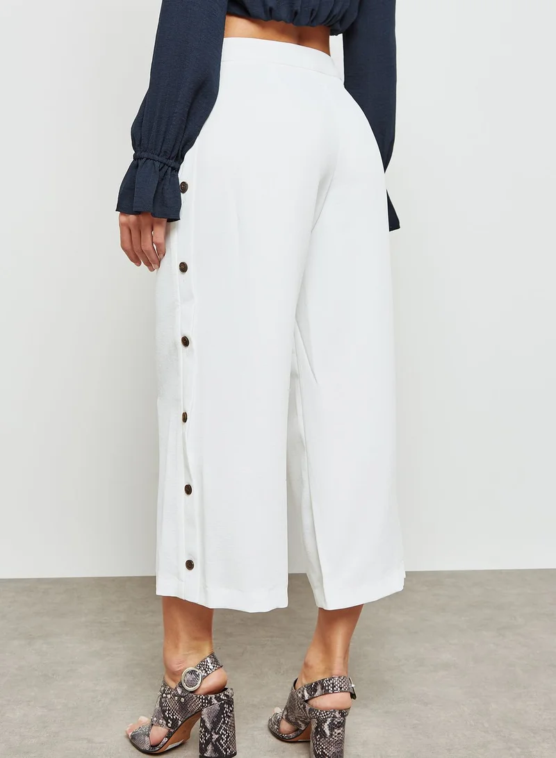 TOPSHOP Button Side Crop Wide Leg Pants