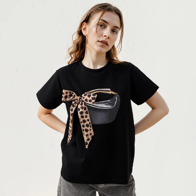 2Xtremz 2Xtremz Bow Accent Crew Neck T-shirt