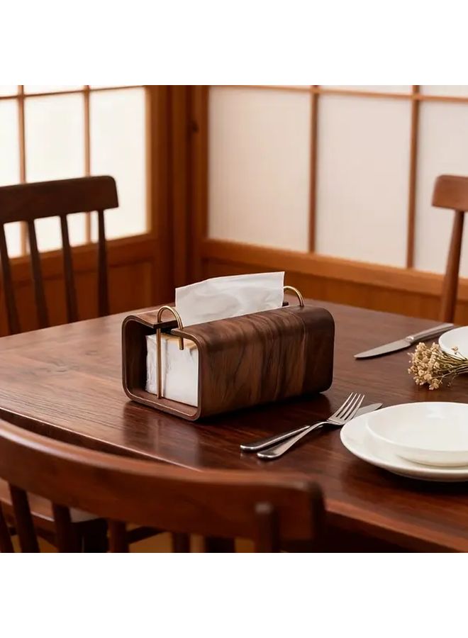 Walnut Wood Grain Tissue Box Holder For Coffee Tables Solid Wood - Image 2