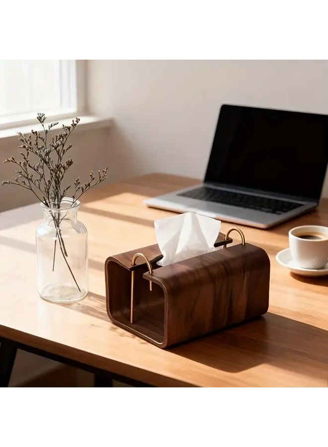 Walnut Wood Grain Tissue Box Holder For Coffee Tables Solid Wood - Image 4