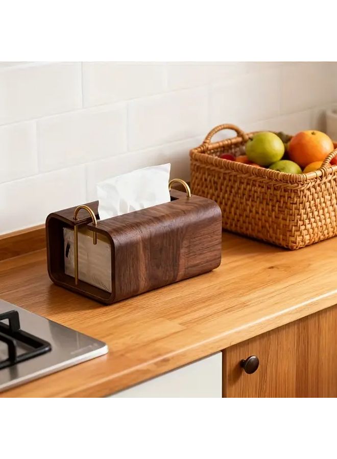 Walnut Wood Grain Tissue Box Holder For Coffee Tables Solid Wood - Image 3