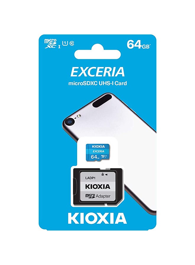 كيوكسيا بطاقة MicroSD Exceria مع محول فئة 10 بدقة عالية كاملة وسرعة قراءة عالية 100 ميجابايت/ثانية LMEX1L064GG2 أزرق 64 GB - Image 4