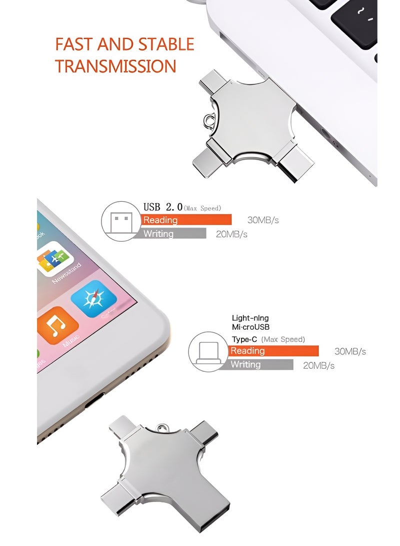 USB Flash Drive High Speed 4 In 1 Multi-function OTG USB Flash Drive Type-C Pen drive 3.0 Memory Disk For iPad Android iOS PC 128GB - Image 4