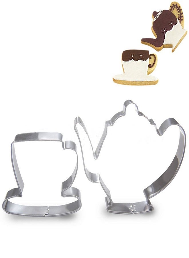 wotoy Tea Pot And Tea Cup Biscuit Cookie Cutter - Stainless Steel - Image 1