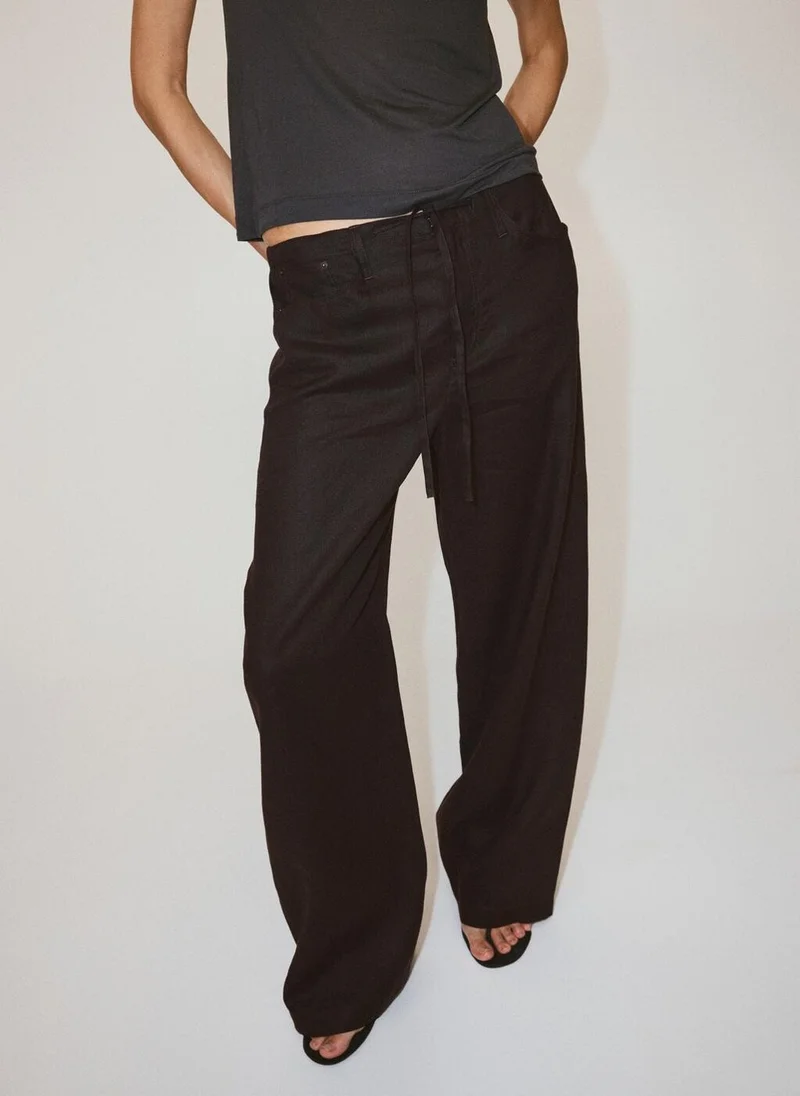 مانجو Bow Linen Pants