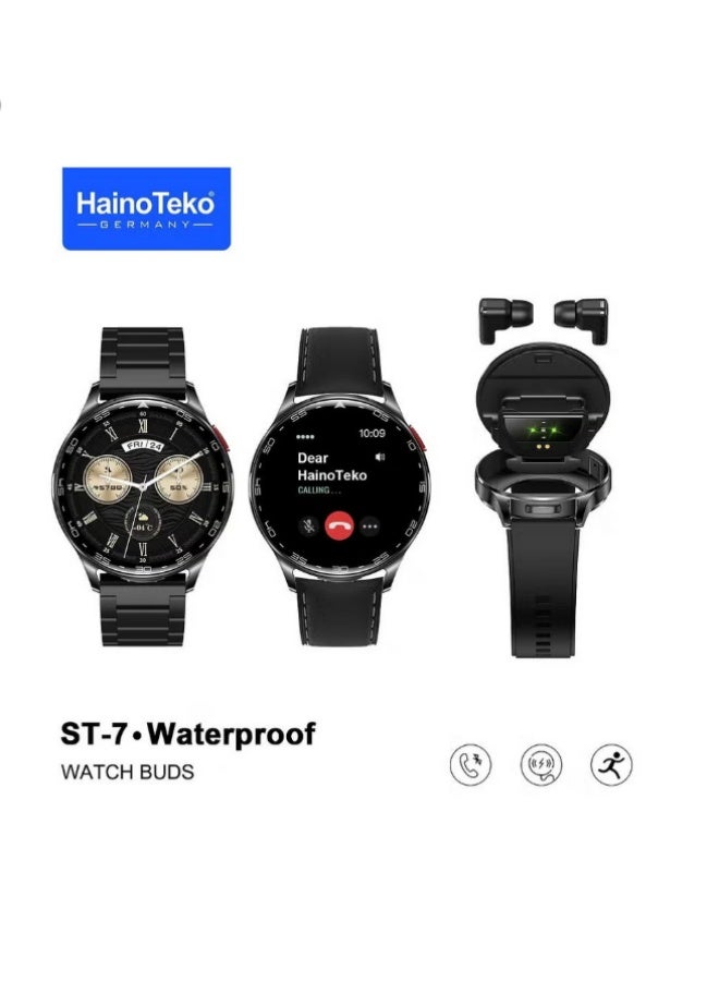 Haino Teko HainoTeko ST-7 Waterproof Smart Watch with Integrated Earbuds Large Screen - Image 4