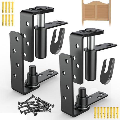 Dolenor Saloon Door Hinges Double Action Spring Hinge Self Closing Heavy Duty Swinging Door Hardware for Cafe Doors Two Way Swing 304 Stainless Steel Big Black Double Door 2 Pack - Image 1