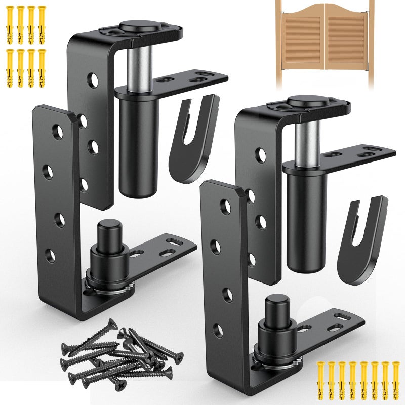 Dolenor Saloon Door Hinges Double Action Spring Hinge Self Closing Heavy Duty Swinging Door Hardware for Cafe Doors Two Way Swing 304 Stainless Steel Big Black Double Door 2 Pack - Image 2