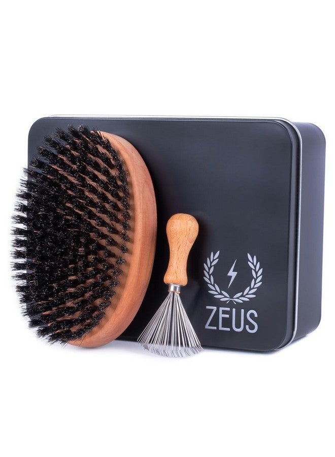 Zeus Oval Military Beard Brush With Bristle Cleaner, Boar Bristle Beard Brush & Bristle Rake Cleaner Gift Set (Made In Germany) Soft Bristles Q92 - Image 1