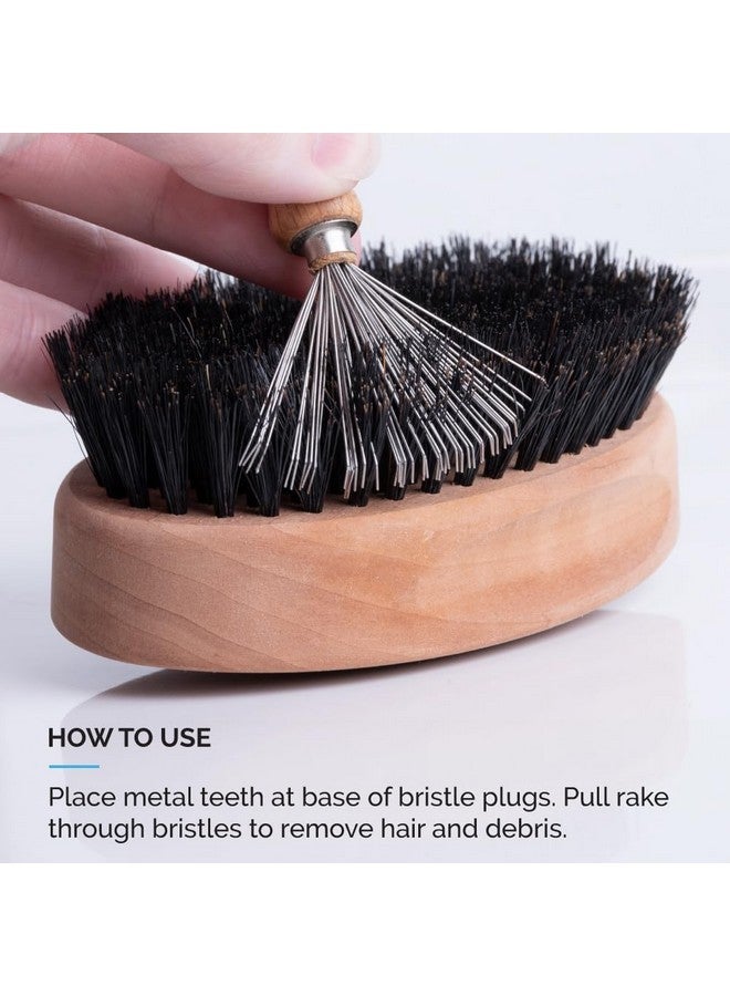 Zeus Oval Military Beard Brush With Bristle Cleaner, Boar Bristle Beard Brush & Bristle Rake Cleaner Gift Set (Made In Germany) Soft Bristles Q92 - Image 5