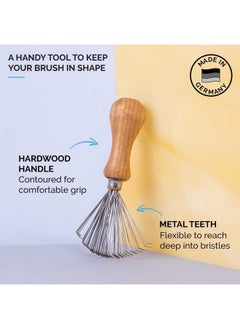 Zeus Oval Military Beard Brush With Bristle Cleaner, Boar Bristle Beard Brush & Bristle Rake Cleaner Gift Set (Made In Germany) Soft Bristles Q92  - Image 3