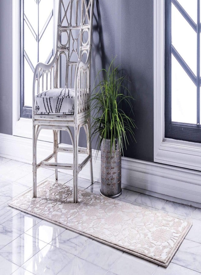 يونيك لوم سجادة منطقة من مجموعة راشمور من يونيك لوم - تافت (3 أقدام × 9 أقدام و10 بوصات، لون أبيض ثلجي/بيج) - Image 2