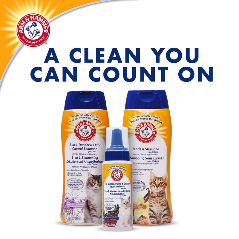Arm & Hammer 2-in-1 Deodorizing & Dander Reducing Shampoo for Cats, Dander Remover for Dander and Odors, Baking Soda Moisturizes and Deodorizes, Lavender Chamomile Scent, 20 Fl Oz (Pack of 1) - Image 5