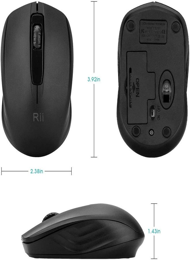 Rii 10-Pack Wireless Mouse 1000DPI for PC, Laptop, Windows,Office Included Wireless USB dongle (Black) - Image 2