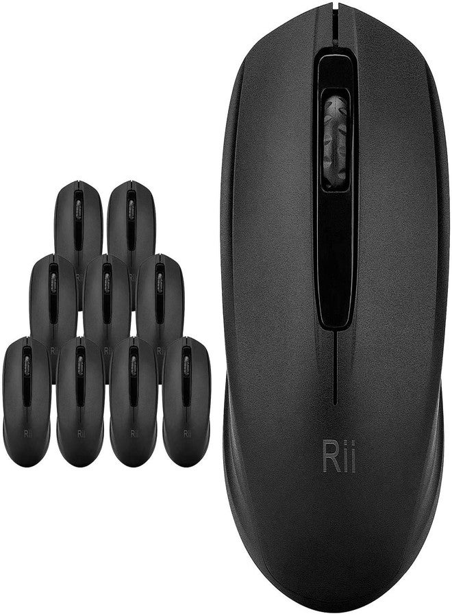Rii 10-Pack Wireless Mouse 1000DPI for PC, Laptop, Windows,Office Included Wireless USB dongle (Black) - Image 1