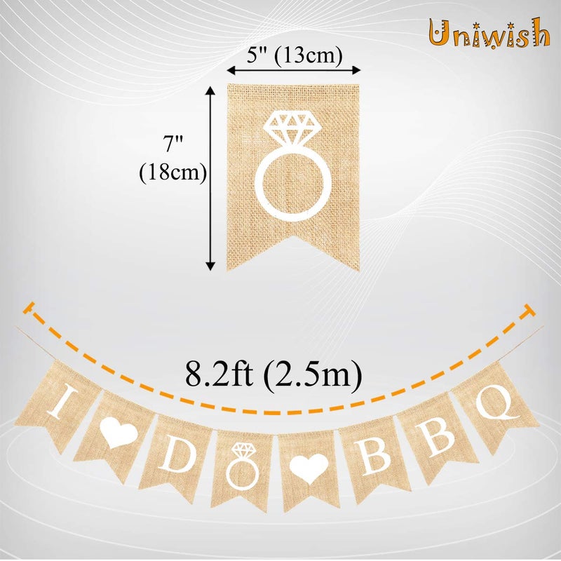 Uniwish I Do BBQ Banner Garland Wedding Engagement Bridal Shower Decorations Rustic Bride to be Sign Bachelorette Party Photo Prop - Image 3