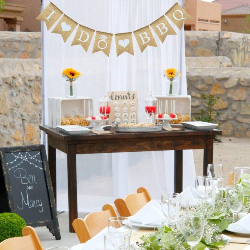 Uniwish I Do BBQ Banner Garland Wedding Engagement Bridal Shower Decorations Rustic Bride to be Sign Bachelorette Party Photo Prop - Image 4