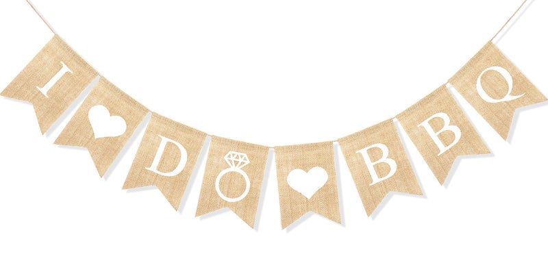 Uniwish I Do BBQ Banner Garland Wedding Engagement Bridal Shower Decorations Rustic Bride to be Sign Bachelorette Party Photo Prop - Image 1