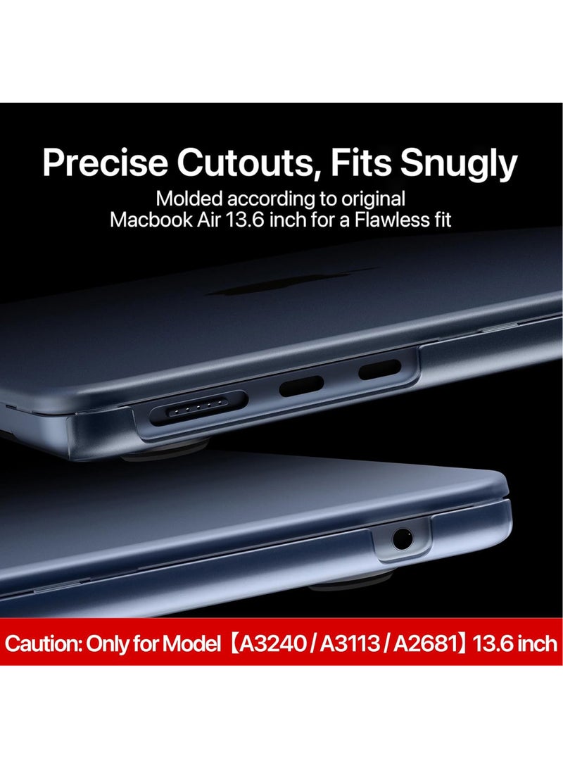 Rock Pow Compatible for MacBook Air 13.6 inch Case M4 M3 M2 2025 2024-2022 Release Model A3420 A3113 A2681, Sturdy Protective Plastic Hard Shell Case Cover for MacBook Air M2 13 inch Midnight Clear - Image 3