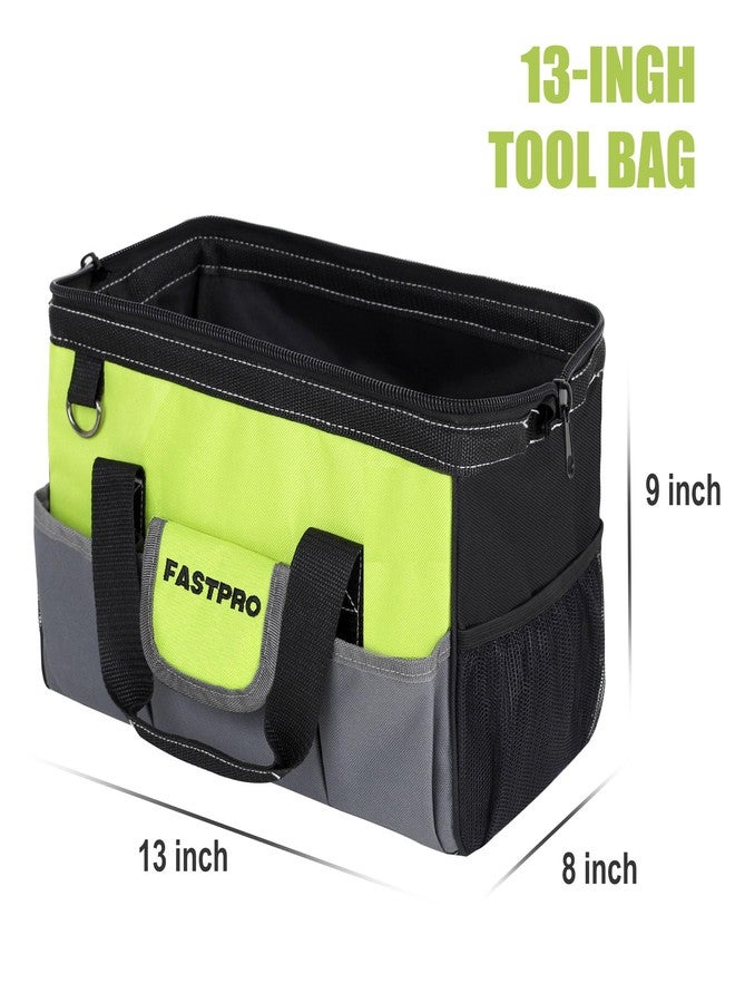 FASTPRO 13-inch Wide Mouth Tool Bag, Multi-pocket Tool Organizer with Adjustable Shoulder Strap - Image 3