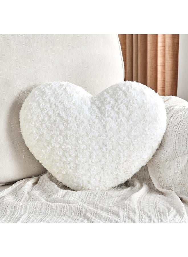 IREMATE Heart Pillow White Throw Pillows, Soft and Fluffy Decorative Pillows for Bed Couch Chair, Cute Heart Shaped Room Decor for Valentine Anniversary Birthday Halloween Christmas (Small, 13"x10") - Image 1