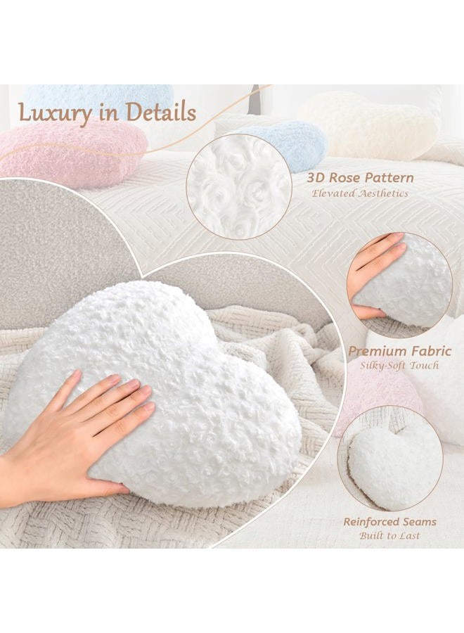 IREMATE Heart Pillow White Throw Pillows, Soft and Fluffy Decorative Pillows for Bed Couch Chair, Cute Heart Shaped Room Decor for Valentine Anniversary Birthday Halloween Christmas (Small, 13"x10") - Image 5
