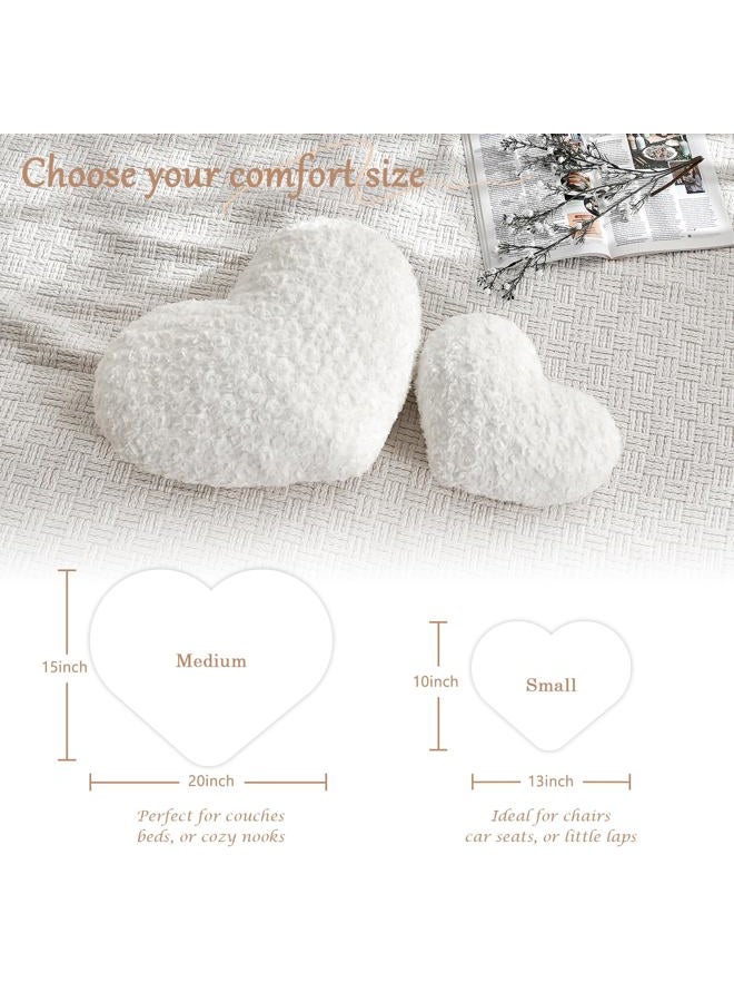IREMATE Heart Pillow White Throw Pillows, Soft and Fluffy Decorative Pillows for Bed Couch Chair, Cute Heart Shaped Room Decor for Valentine Anniversary Birthday Halloween Christmas (Small, 13"x10") - Image 3