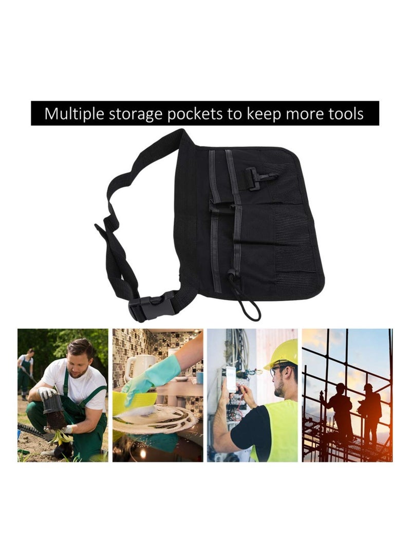 SOLARAE Tool Pockets, Multi Purpose Tool Bag Organizer, Multi Pockets Electrician Tool Pouch Bag, Multi Propose Waist Bag Thicken Belt, Oxford Materials, Waterproof, Multiple Storage Pockets(Black) - Image 4