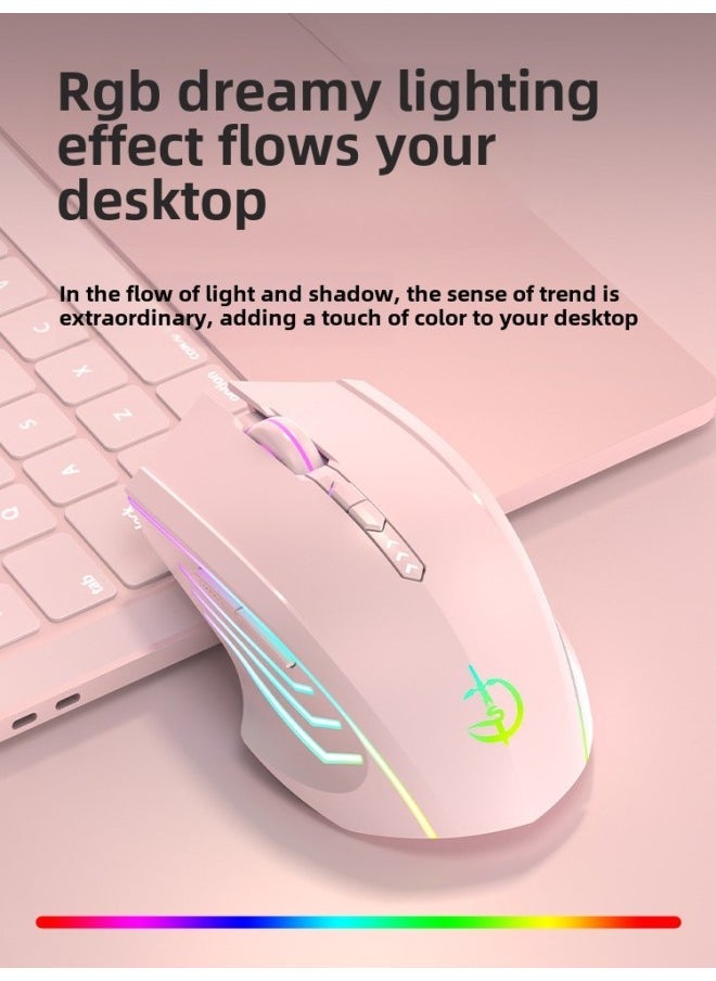 Bluetooth Wireless Mouse Mute Rechargeable For Boys And Girls Apple Lenovo HP Notebook-Specifications: Classic Pink - Official Standard - Image 3