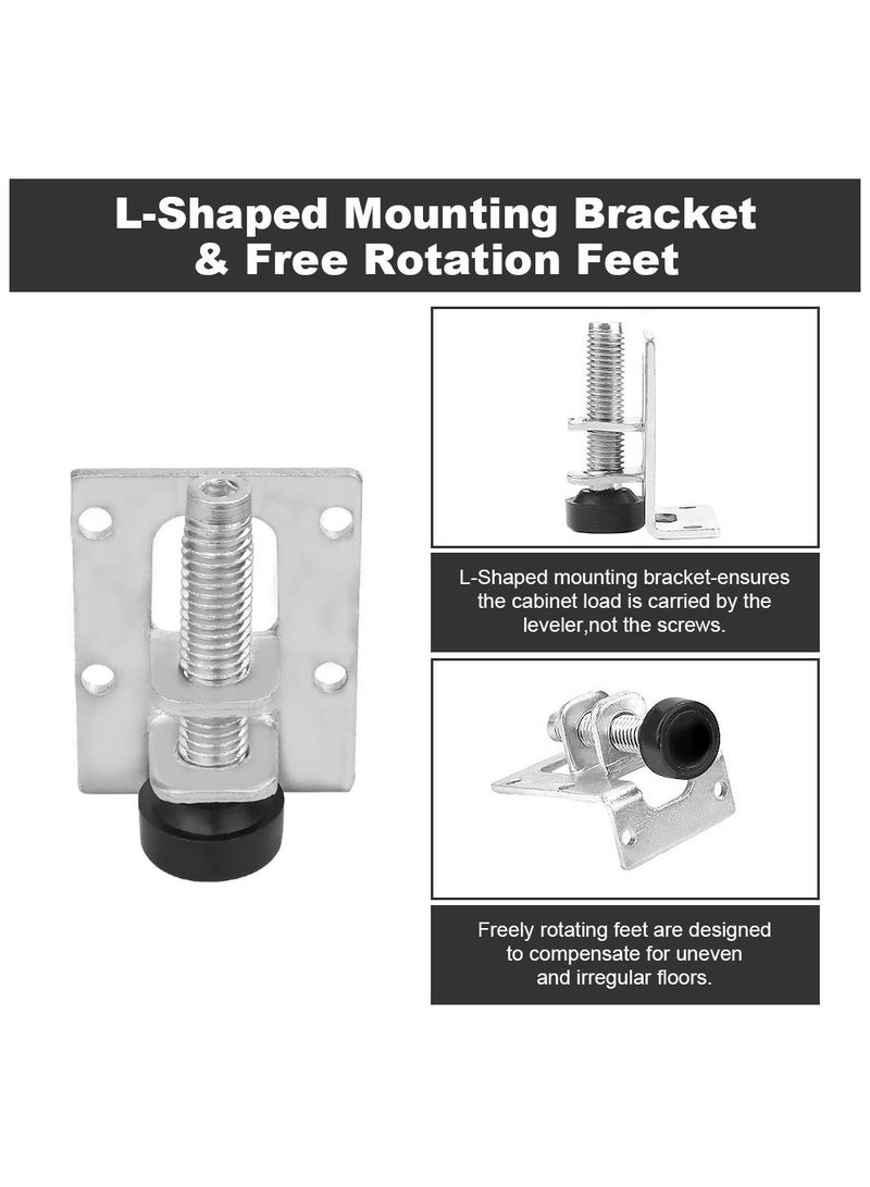 Zikra Heavy Duty Leveling Feet, 4 Pcs Furniture Leveling Feet Adjustable Feet, for Workbench Baseboard Adjustable Brackets, for Furniture,Table, Sofa, Cabinets, Cabinets, Workbench (5 x 4 x 3.9cm) - Image 5