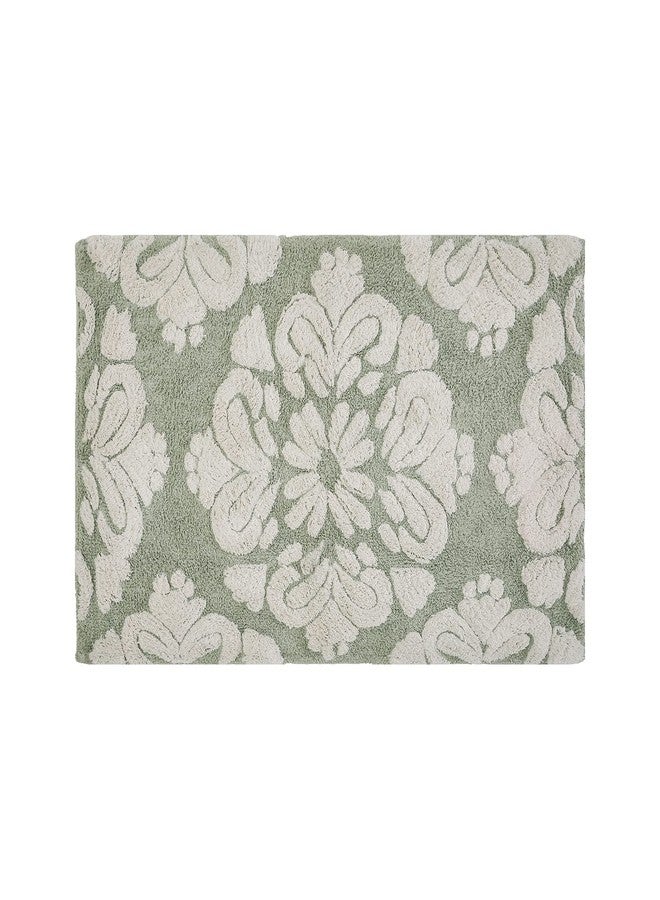 Better Trends Medallion Collection is a Tufted Bath Mat Rug 100% Cotton in Vibrant Colors, 21" x 34", Sage & Natural - Image 2