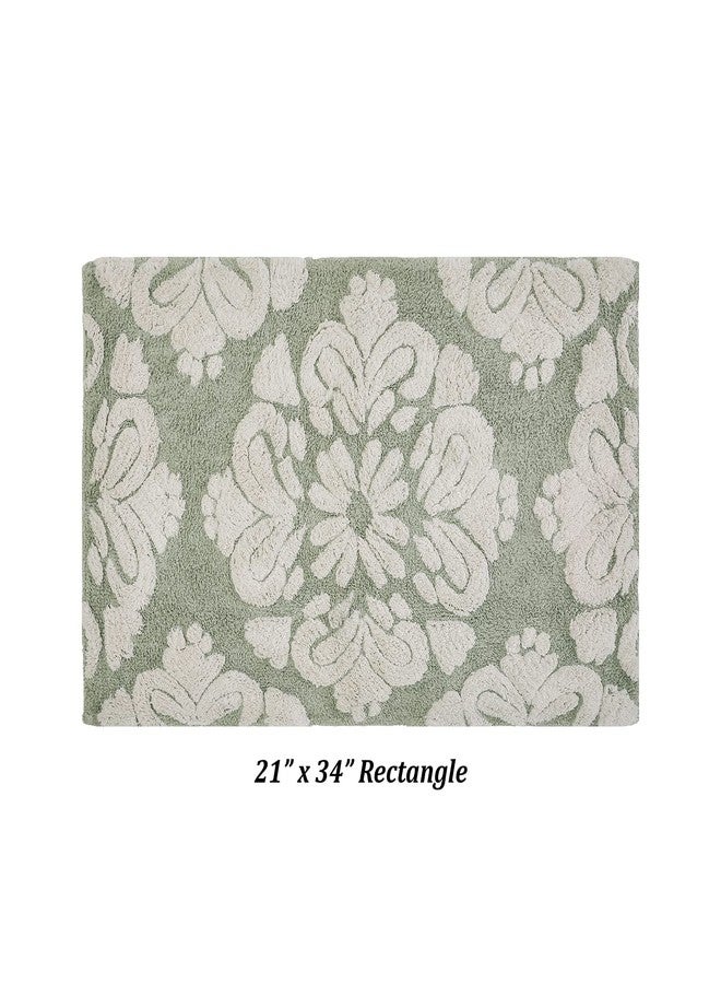 Better Trends Medallion Collection is a Tufted Bath Mat Rug 100% Cotton in Vibrant Colors, 21" x 34", Sage & Natural - Image 3
