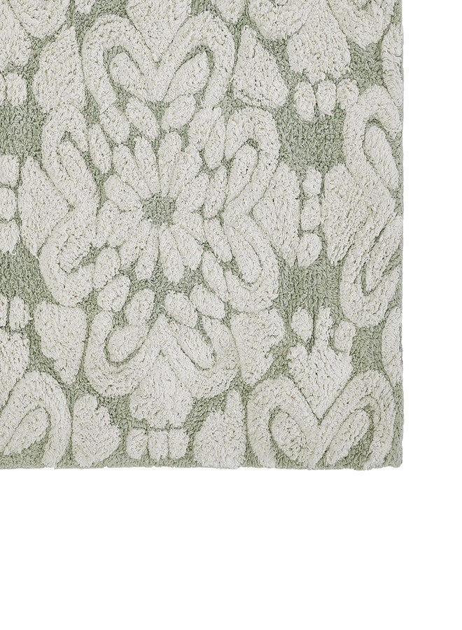 Better Trends Medallion Collection is a Tufted Bath Mat Rug 100% Cotton in Vibrant Colors, 21" x 34", Sage & Natural - Image 4