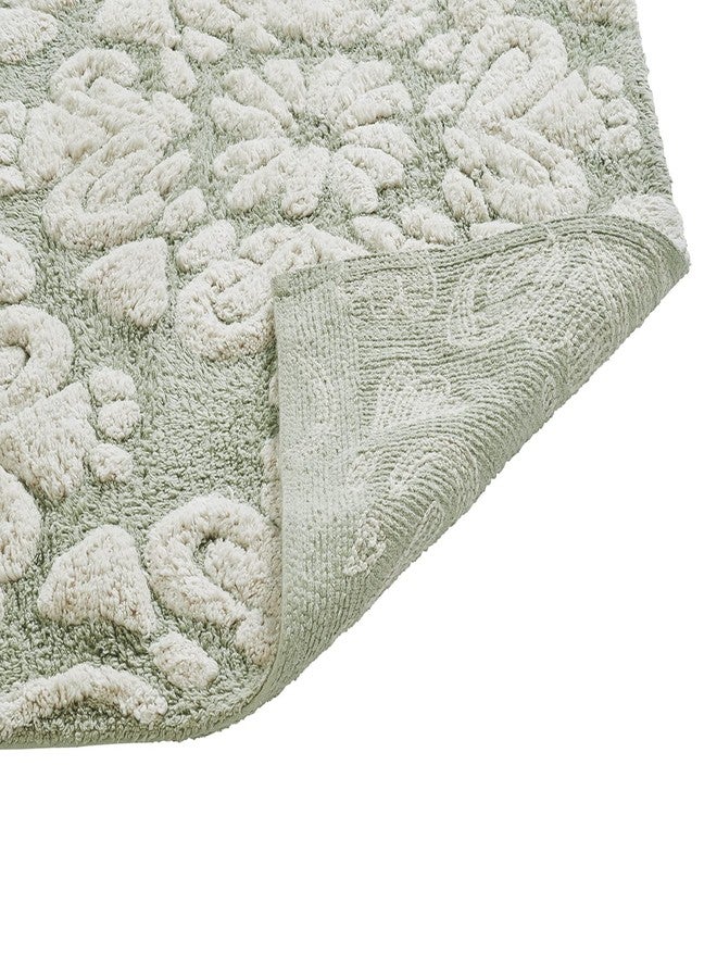Better Trends Medallion Collection is a Tufted Bath Mat Rug 100% Cotton in Vibrant Colors, 21" x 34", Sage & Natural - Image 5