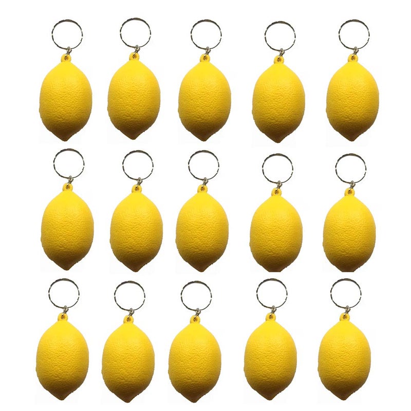 iMagitek 15 Pack Lemon Keychains for Kids Party Favors Supplies, School Carnival Prizes, Party Bag Gift Fillers, Lemon Stress Relieve Toy - Image 1