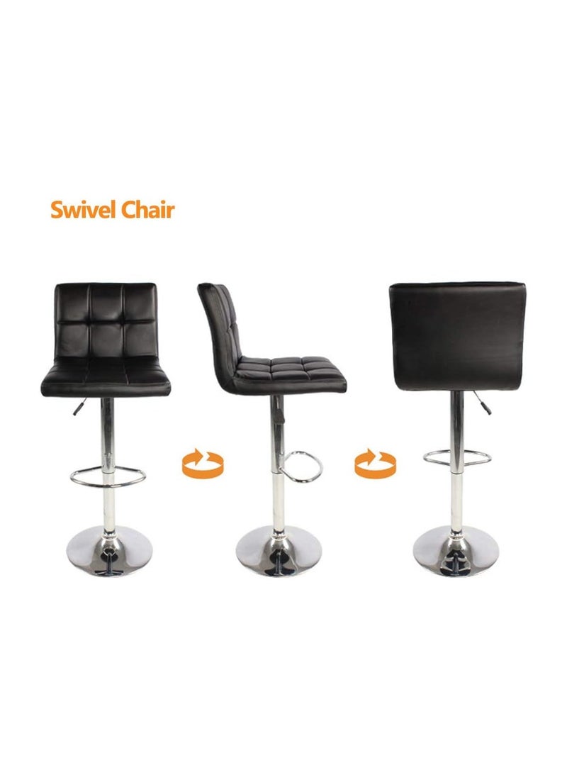 Generic Bar Stool Adjustable Bar Chair Swivel Kitchen Dining Chair Modern Barstools Metal Chairs with Back and Footrest PU Leather Kitchen Stool（1pcs)  - Image 2