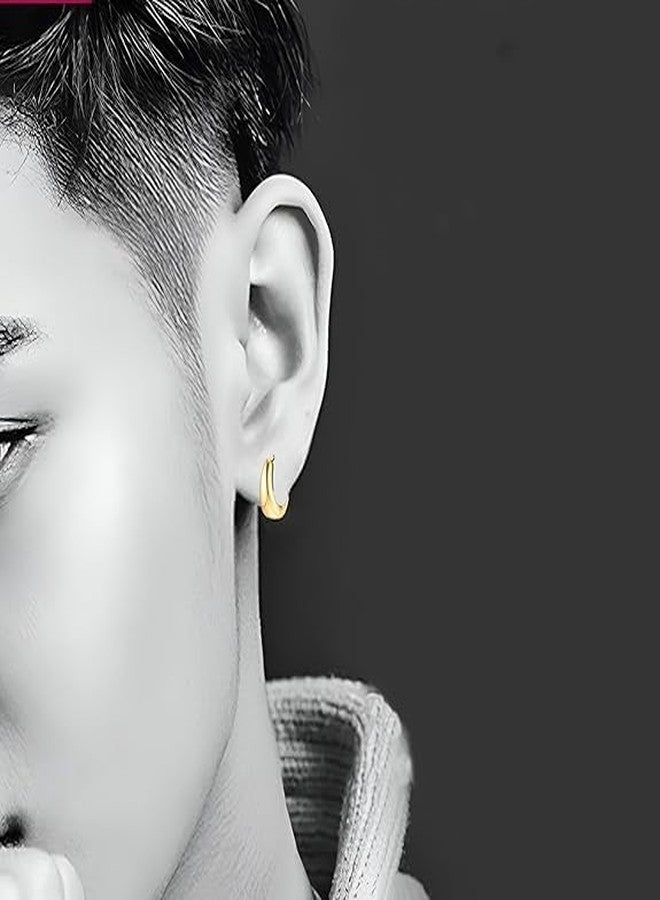 DEVIN Big size Bali Piercing Men Jewellery Golden Studs Combo Stylish Hoop Clip on Earings Gold Ear rings Earrings For Men Boys Gents Girls Boyfriend Girlfriend - BALI-M9151 (2 PCS) - Image 5